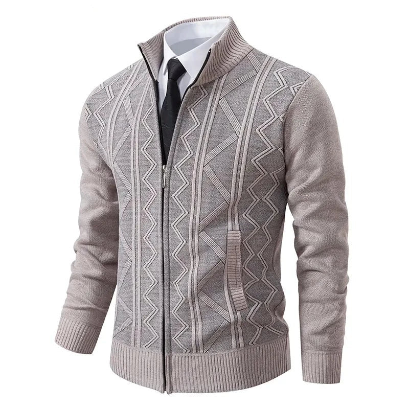 Men's Winter Zipper Cardigan – Warm Soft Knit for Elegant Layers
