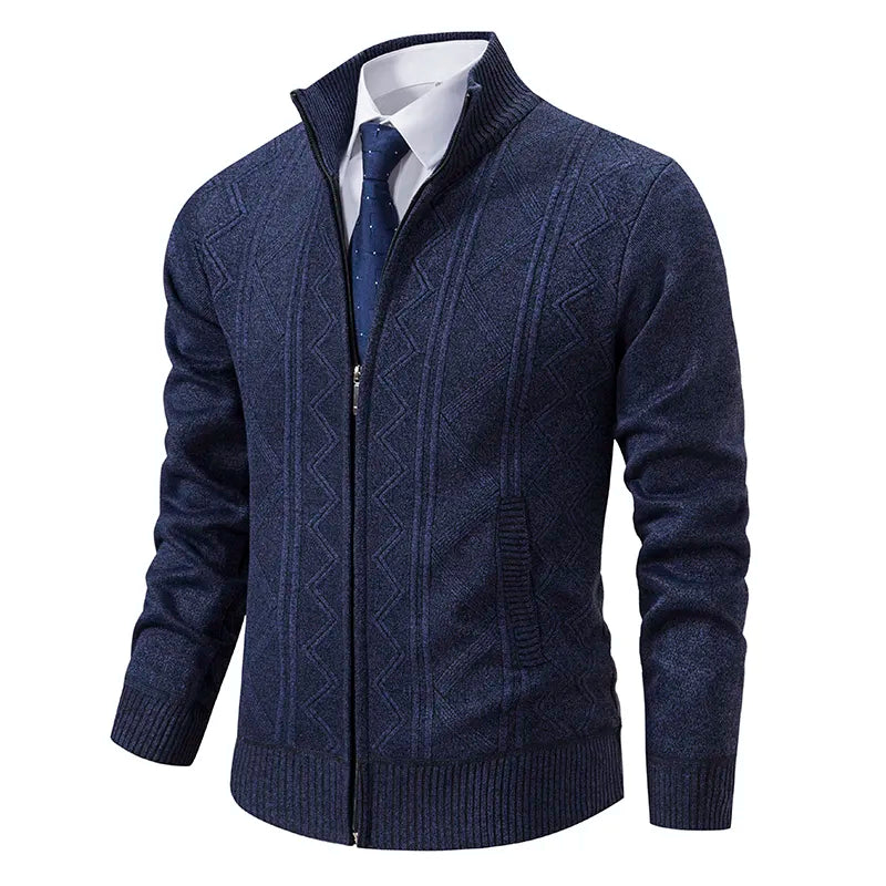 Men's Winter Zipper Cardigan – Warm Soft Knit for Elegant Layers