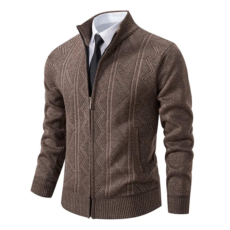 Men's Winter Zipper Cardigan – Warm Soft Knit for Elegant Layers