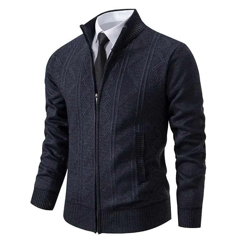 Men's Winter Zipper Cardigan – Warm Soft Knit for Elegant Layers