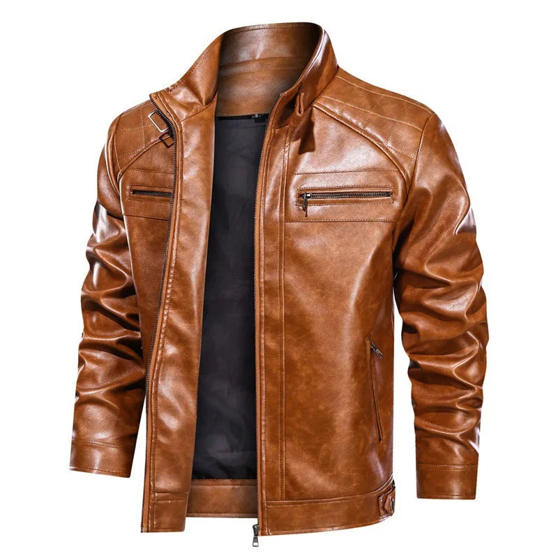 Men's Leather Biker Jacket – Classic Motorcycle Style
