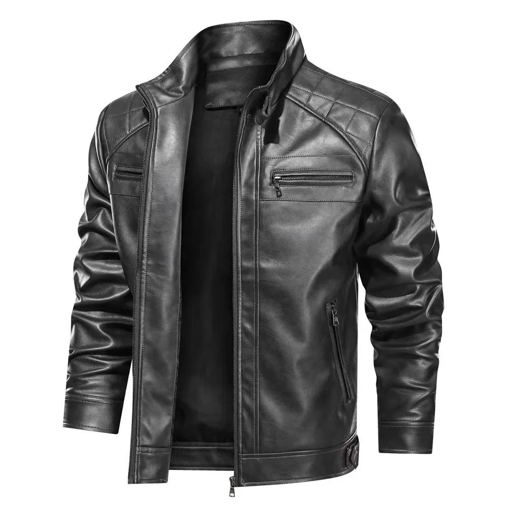 Men's Leather Biker Jacket – Classic Motorcycle Style